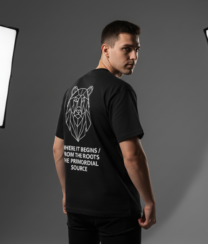 Origin Black Geometric Bear Tee