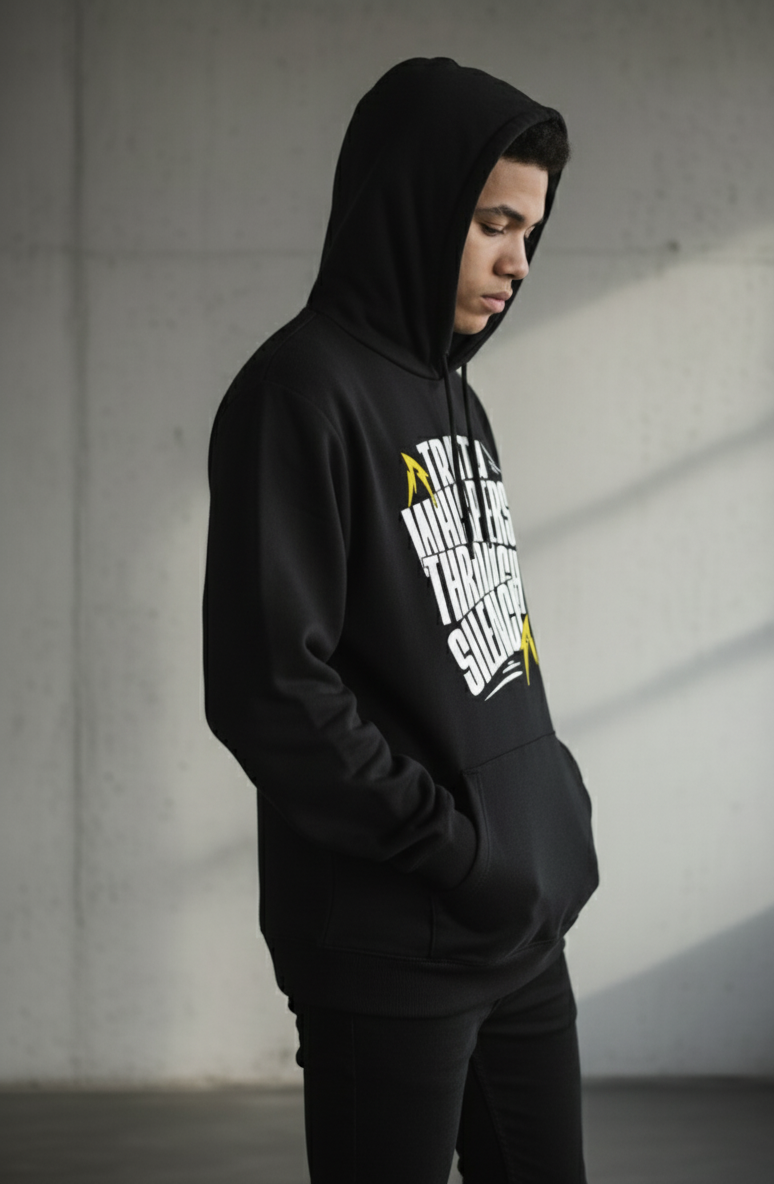 Truth Whispers Black Hoodie – Bold Minimal Streetwear