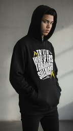 Truth Whispers Black Hoodie – Bold Minimal Streetwear