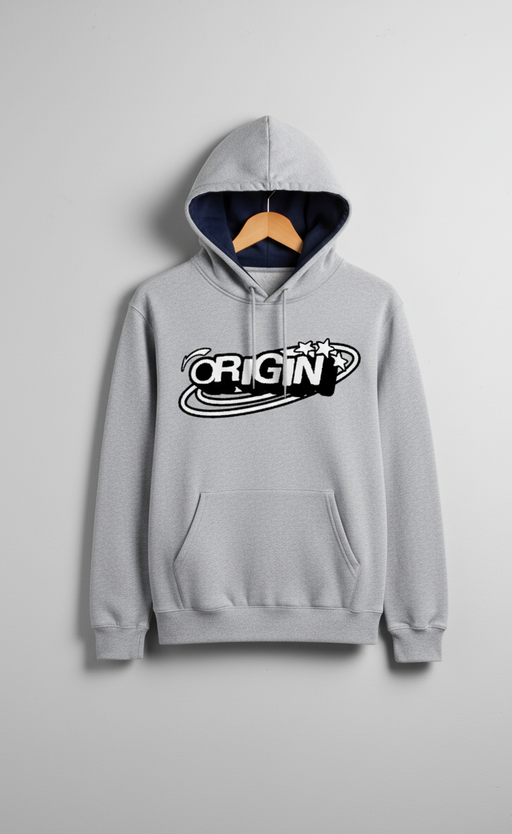 Origin Series Grey Hoodie – Cosmic Street Comfort