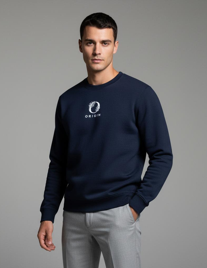 Navy Embossed Sweatshirt – Midnight Sophistication