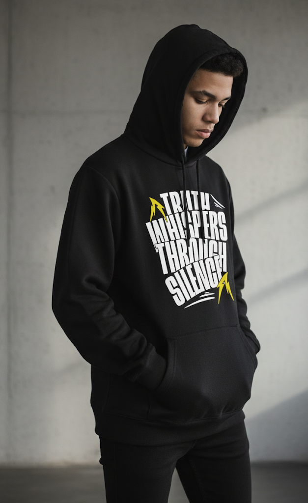 Truth Whispers Black Hoodie – Bold Minimal Streetwear